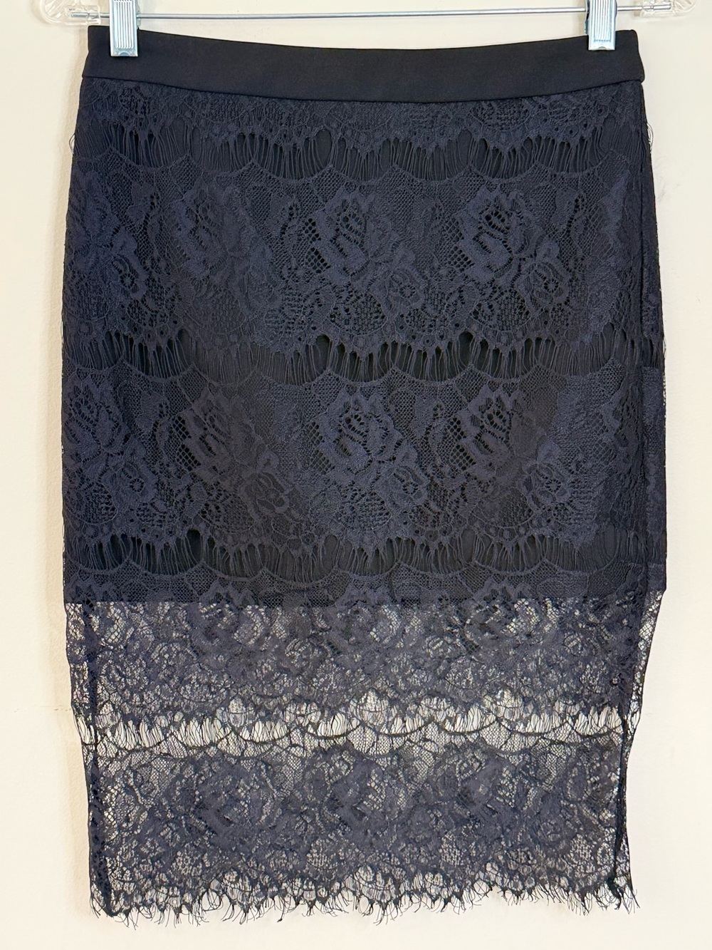 tea & cup black lace semi sheer midi skirt SZ SM